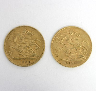 Lot 396 - A Victorian half Sovereign 1899 and a George V...