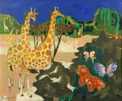 Lot 340 - Mary Fedden ARR Giraffes, Doves and...