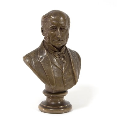 Lot 419 - A plaster bust of a Victorian gentleman...