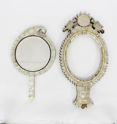 Lot 430 - A 19th Century mother-of-pearl oval frame,...