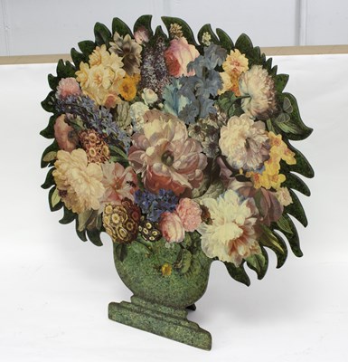 Lot 463 - A dummy board fire screen, vase of summer...