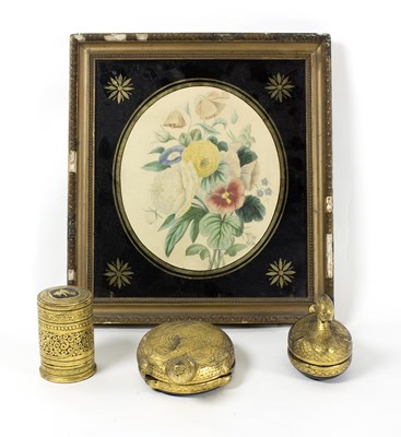 Lot 484 - Three gilt lacquered boxes, a hardstone footed...