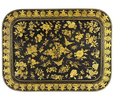 Lot 488 - A 19th Century papier-m?ch?© tray decorated in...