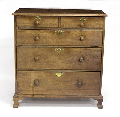 Lot 530 - A Georgian oak chest of three long and two...