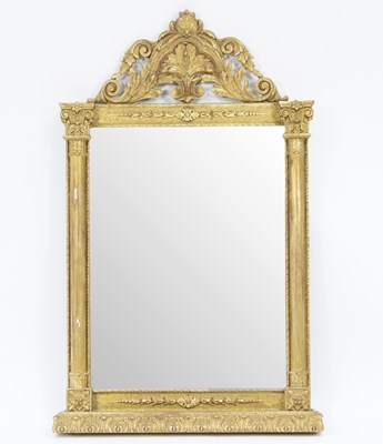 Lot 542 - A gilt framed wall mirror with pierced scroll...