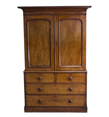 Lot 548 - A Victorian mahogany linen press, the upper...