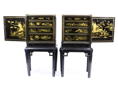 Lot 564 - A near pair of late 19th Century black and...