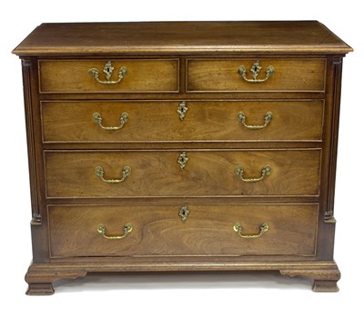 Lot 582 - A George III mahogany chest of two short over...