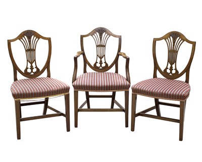 Lot 585 - Eight mahogany dining chairs of George III...