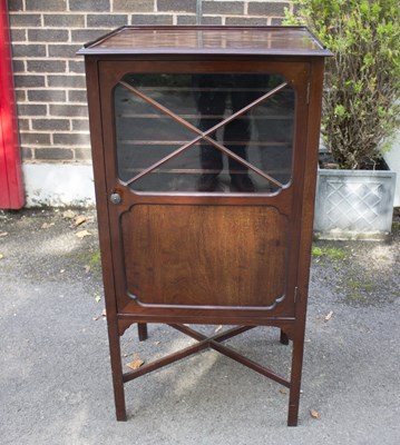 Lot 592 - A mahogany plan cabinet with glazed panel door,...