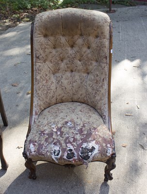 Lot 594 - A Victorian walnut framed nursing chair with...