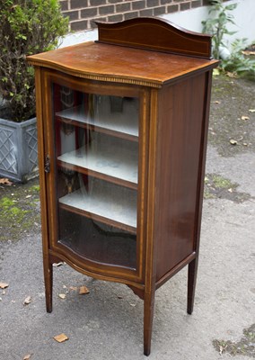 Lot 596 - A mahogany and box strung display cabinet with...