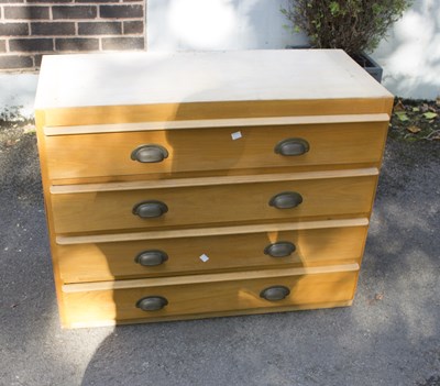 Lot 600 - A four-drawer plan chest, 92cm wide