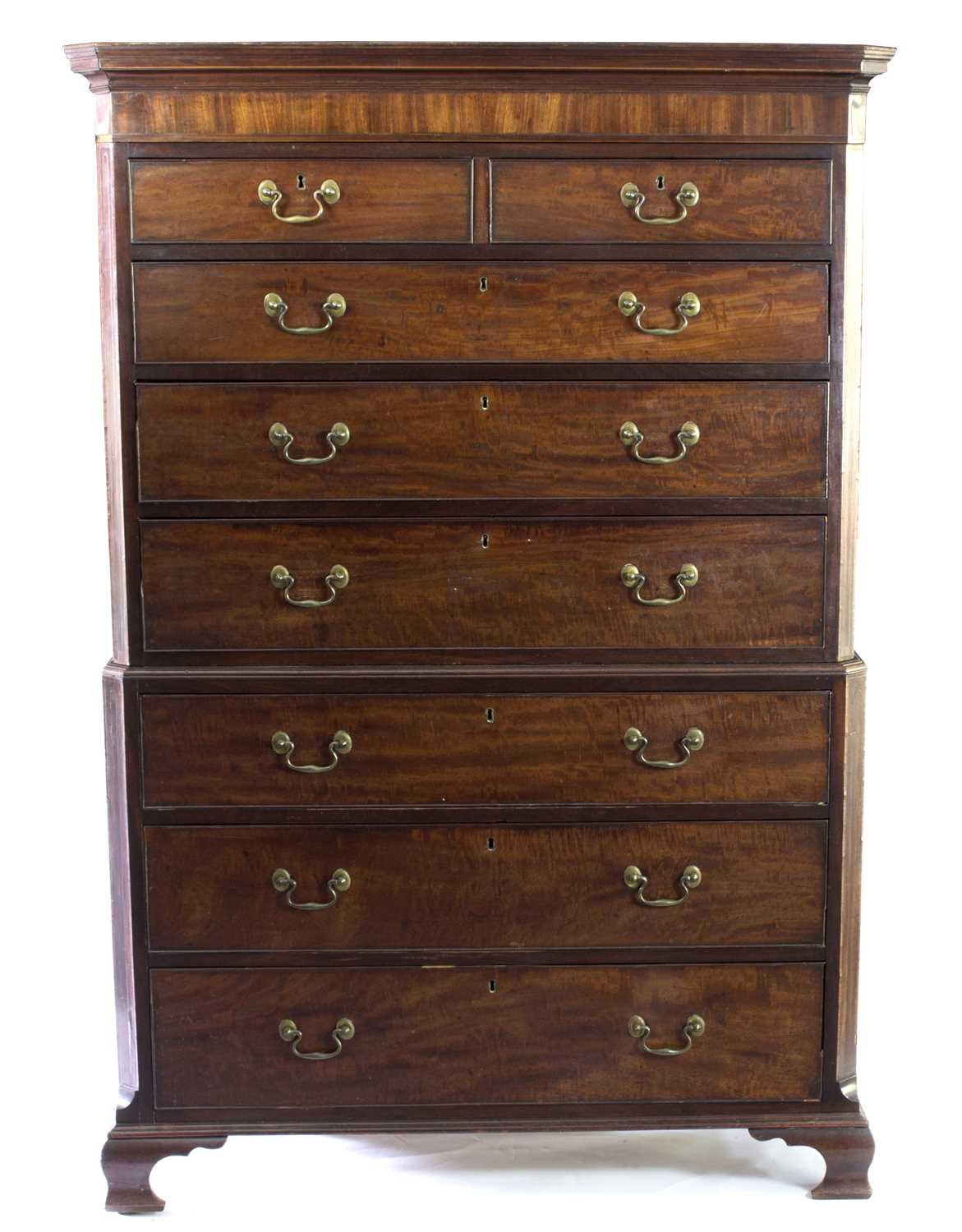 Lot 613 - A George III mahogany chest on chest with...