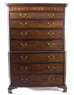 Lot 613 - A George III mahogany chest on chest with...