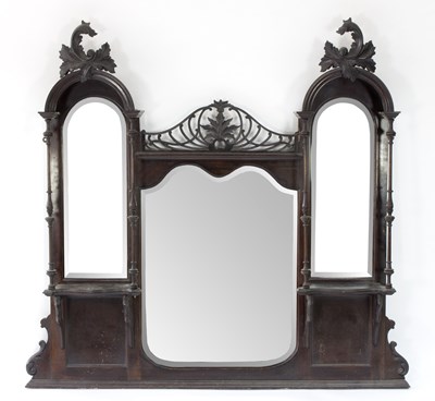 Lot 619 - An Edwardian overmantel with mirror back and...