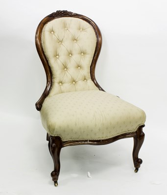 Lot 633 - A Victorian walnut chair with button back and...