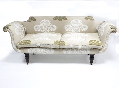 Lot 653 - A late Regency upholstered scroll end sofa on...