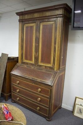 Lot 661 - A painted pine bureau bookcase, fitted...