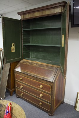Lot 661 - A painted pine bureau bookcase, fitted...
