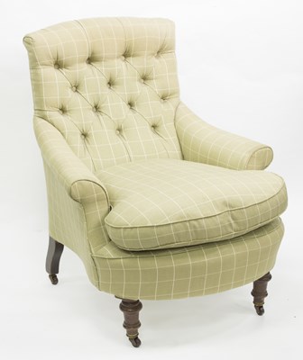 Lot 671 - A Victorian upholstered armchair with deep...