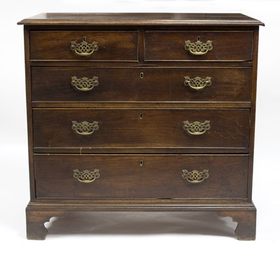 Lot 683 - A George III oak chest of three long and two...