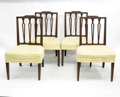 Lot 694 - Four Edwardian splat back single chairs