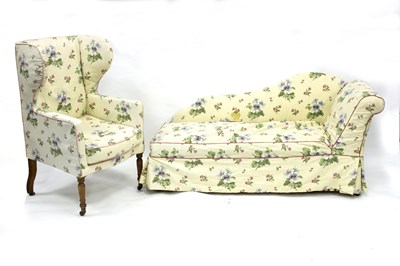 Lot 699 - A lady's wing back bedroom chair on turned...