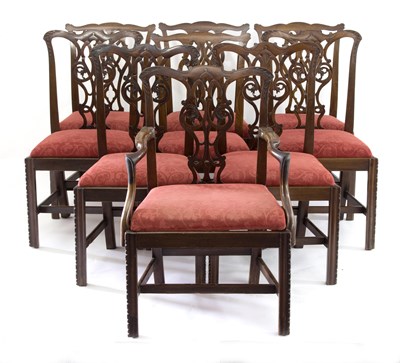 Lot 721 - A harlequin set of George III style dining...