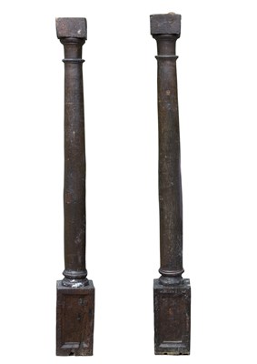 Lot 758 - A pair of large 17th Century oak columns, each...