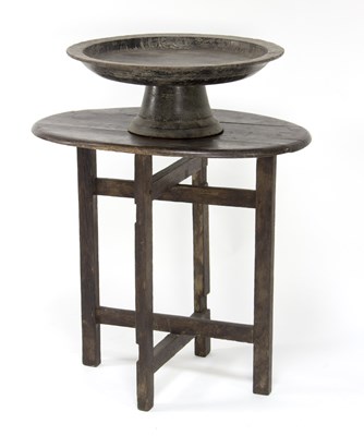 Lot 760 - A turned wood tazza, 51cm diameter and an oak...