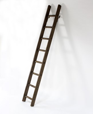 Lot 773 - A library ladder and a painted dumb waiter