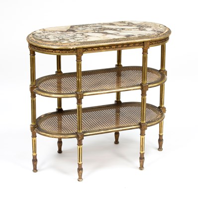 Lot 780 - A Louis XVI style three-tier giltwood oval...