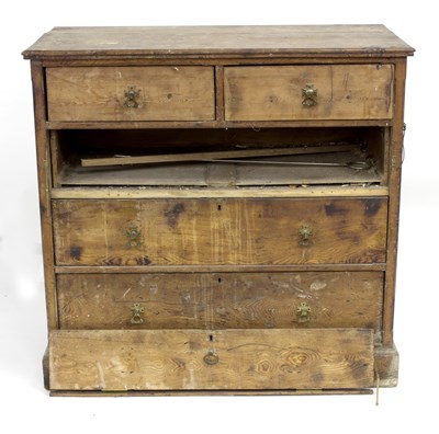 Lot 794 - A Victorian pitch pine chest of two short over...