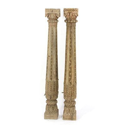 Lot 797 - A pair of South East Asian carved columns,...