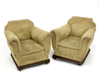 Lot 805 - A pair of Art Deco style club armchairs