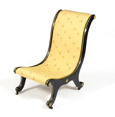 Lot 812 - A Victorian ebonised nursing chair with gilt...