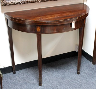 Lot 830 - A George III mahogany and crossbanded D-shaped...