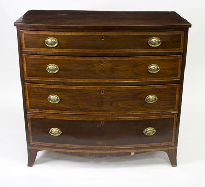 Lot 840 - A Regency mahogany and crossbanded bowfront...