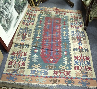 Lot 845 - A Kelim type rug, 160cm x 112cm and another rug