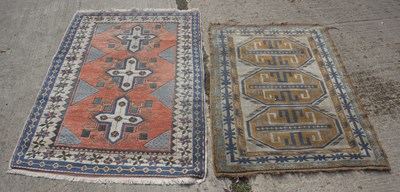 Lot 854 - Two Turkey rugs with allover geometric field