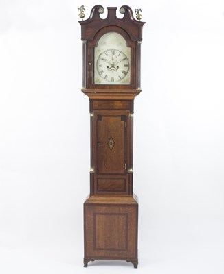 Lot 873 - An oak cased eight-day longcase clock, the...