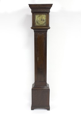 Lot 877 - A brass faced eight-day dwarf longcase clock,...