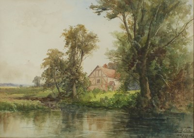 Lot 922 - Charles T Cox/The River Teme, Ludlow/signed...