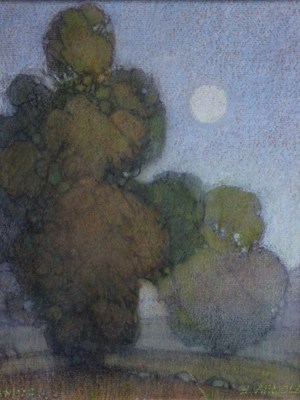 Lot 946 - Bernard Arnold/Morning Moon/signed/watercolour,...