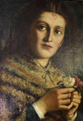 Lot 1016 - E Champion/Woman Holding Roses/oil on canvas,...