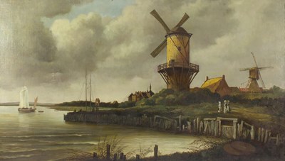 Lot 1029 - after Jacob van Ruisdael/Windmill at Wijk/oil...