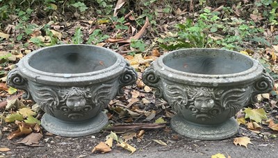 Lot 332 - A pair of circular garden vases