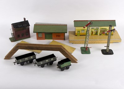 Lot 233 - A Hornby tin plate station, a Hornby series...