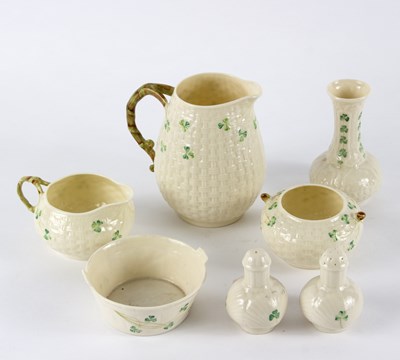 Lot 319 - A group of Belleek shamrock porcelain...